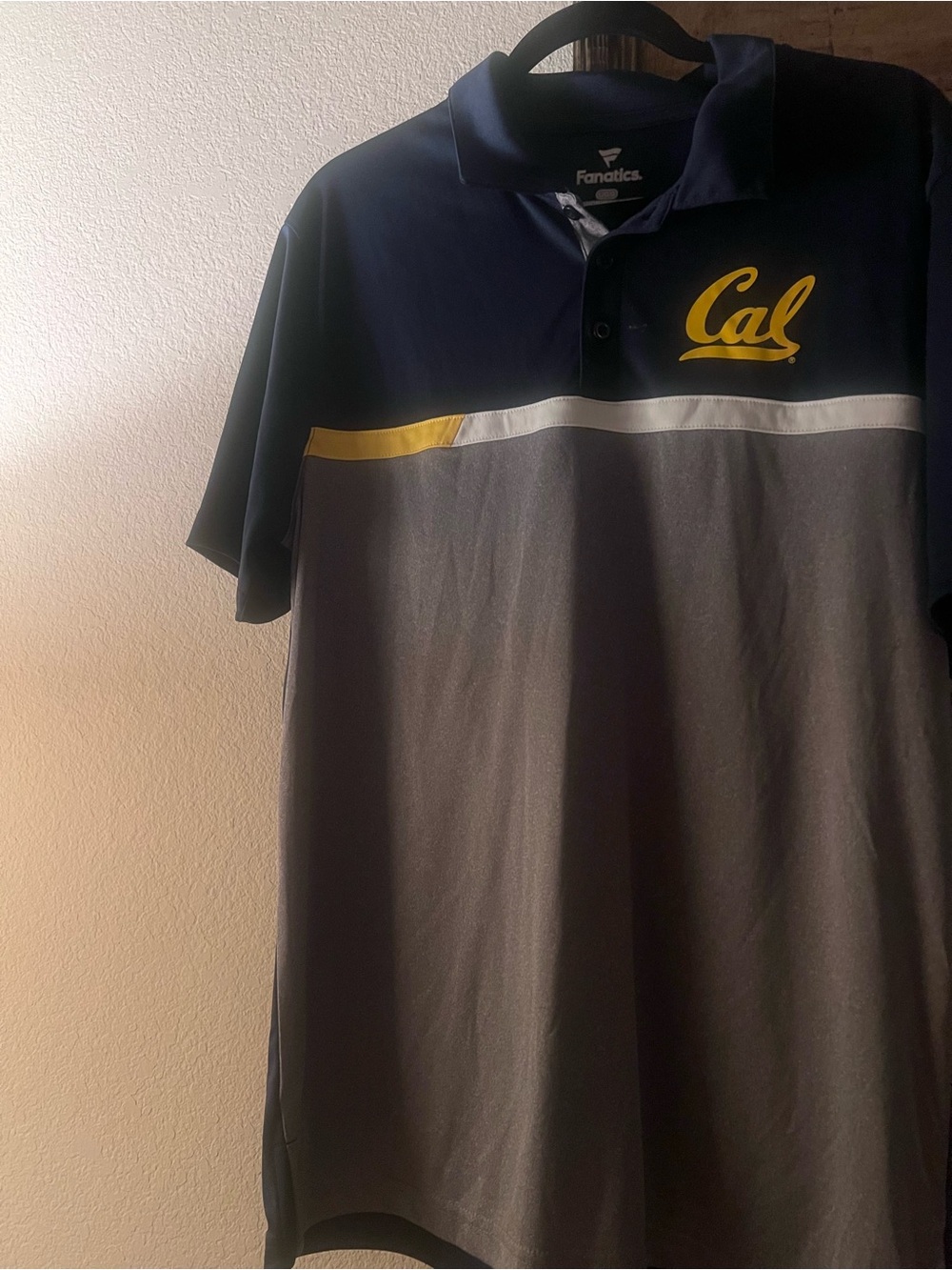 Fanatics Cal Colorblock Polo in Navy, Gray & Yellow